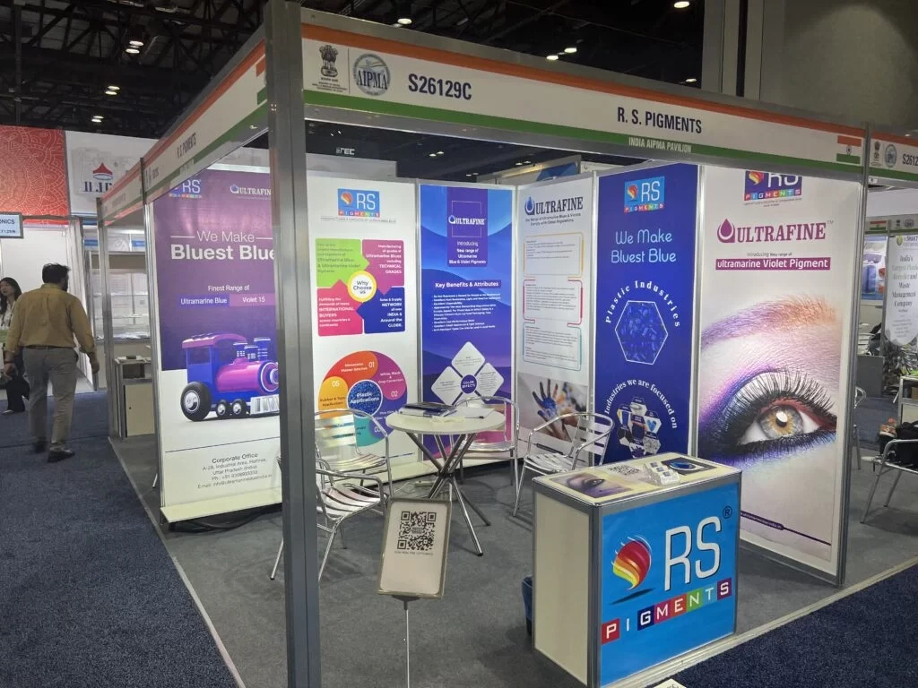 Ultramarine Blue pigment manufacturer exhibition booth by R S Pigments