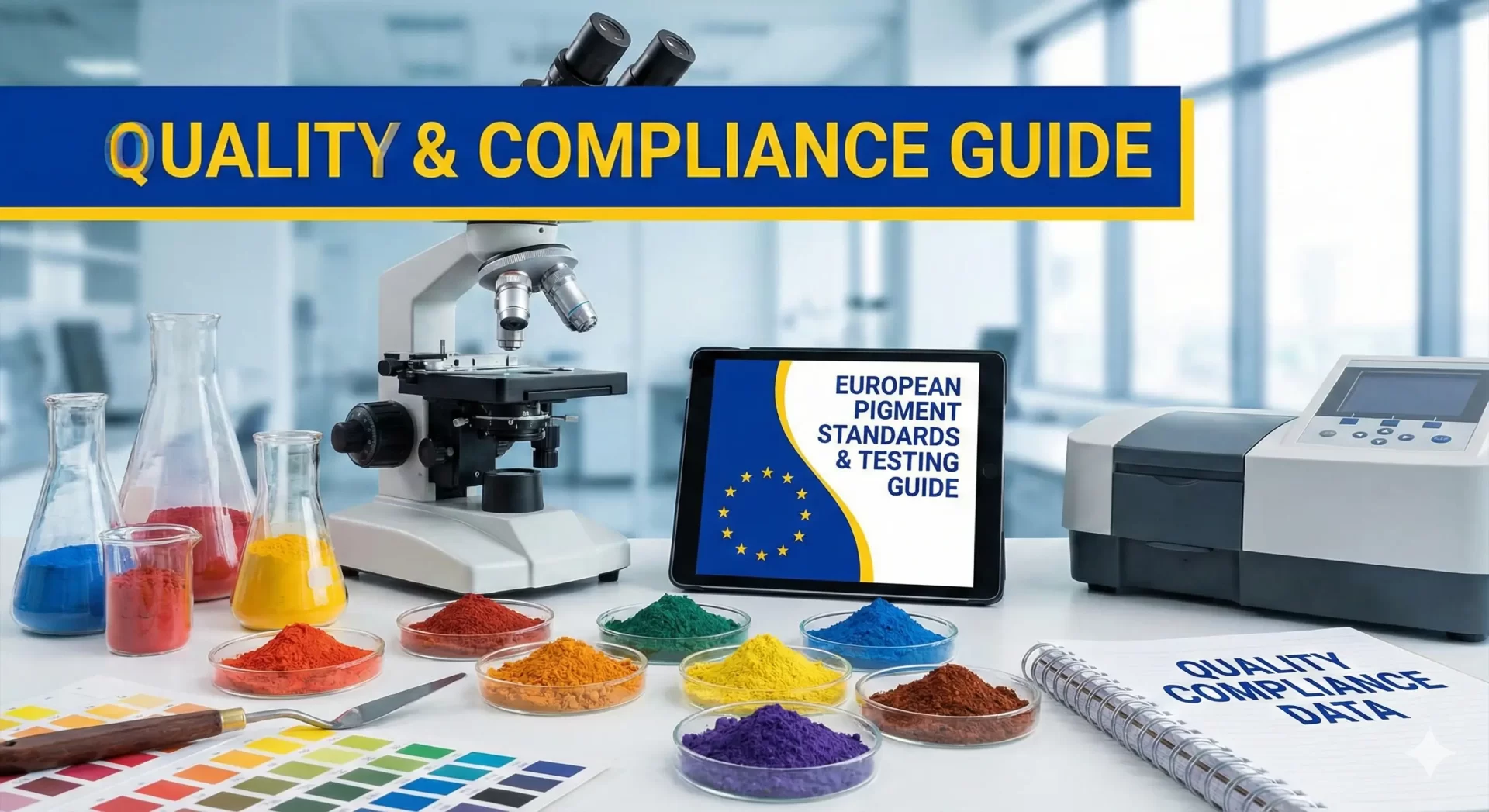 RS Pigments quality testing guide and laboratory spectrophotometer testing setup